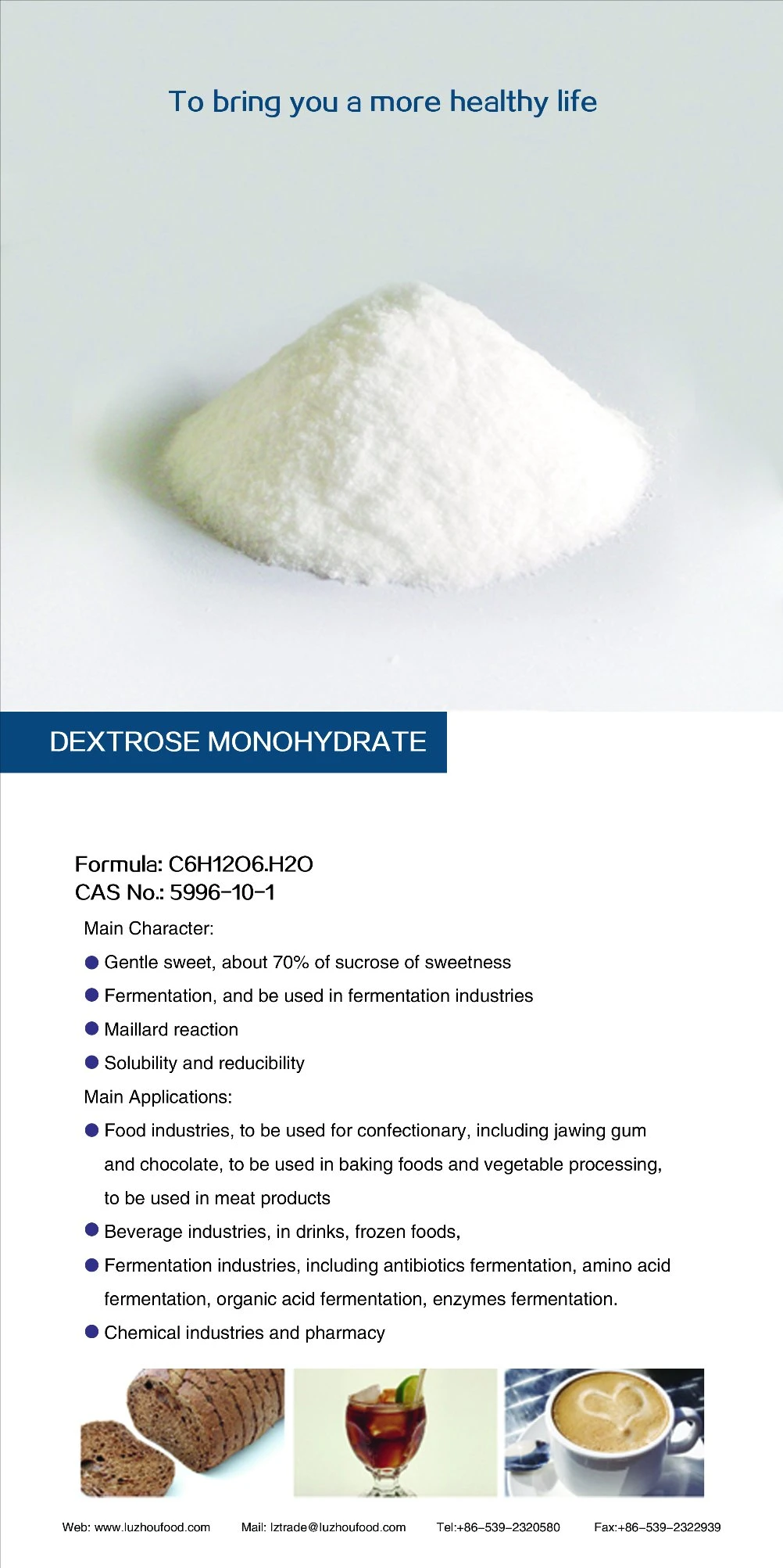 Food Additives Powder Dextrose for Confect